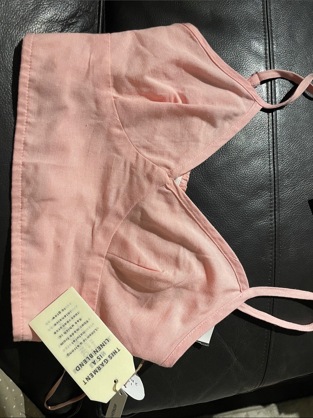 Pink Women's Linen-Blend Crop Top